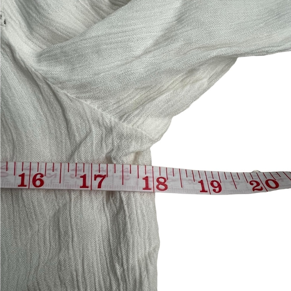 Superdry Women Sheer Button Up V Neck Long Sleeve Blouse Large Off White - Picture 7 of 8